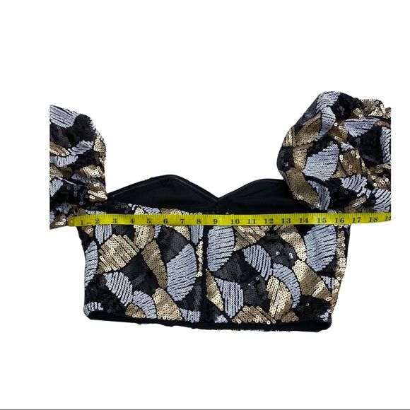 ASOS Virgos Lounge Bardot Sequin Top Gold Black Sold Out NWT UK 10 - Picture 12 of 15